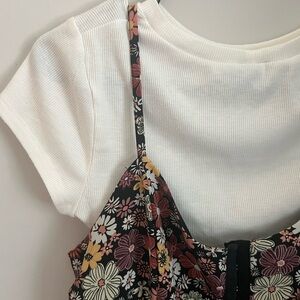 Floral Dress with White Tee